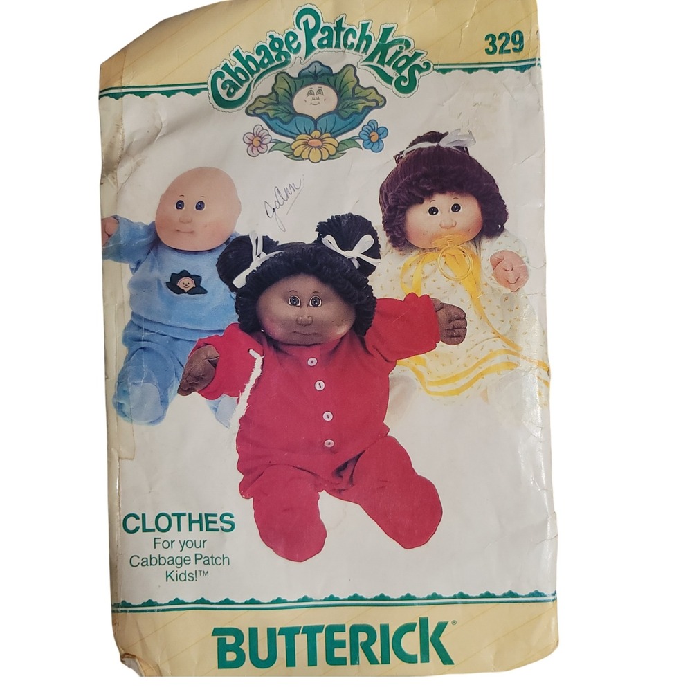 VTG Rare Butterick Cabbage Patch Kids Doll Clothes Sewing‎ Pattern 329